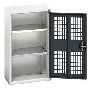 verso ventilated door cupboard with 2 shelves. WxDxH: 525x350x900mm. RAL 7035/5010 or selected Bott Verso Ventilated door Tool Cupboards Cupboard with shelves